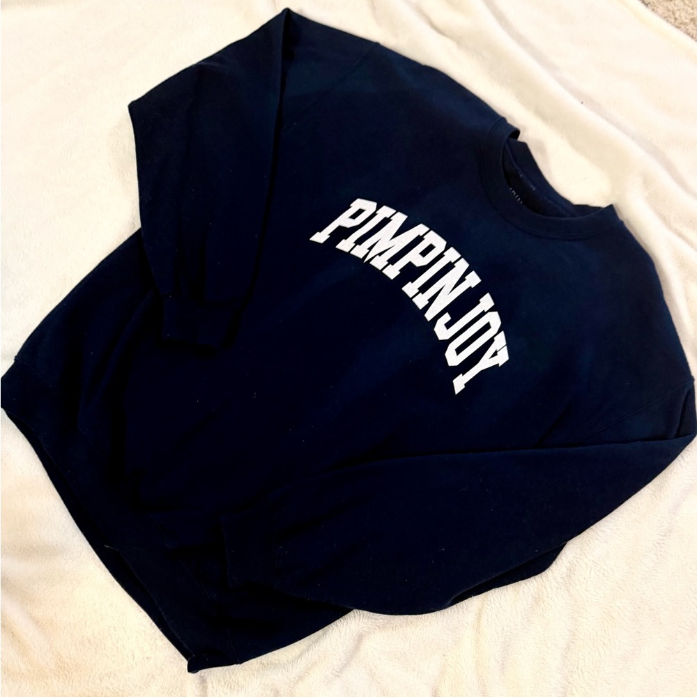 Pimpin Joy Women’s Navy Blue Crew Neck Sweater